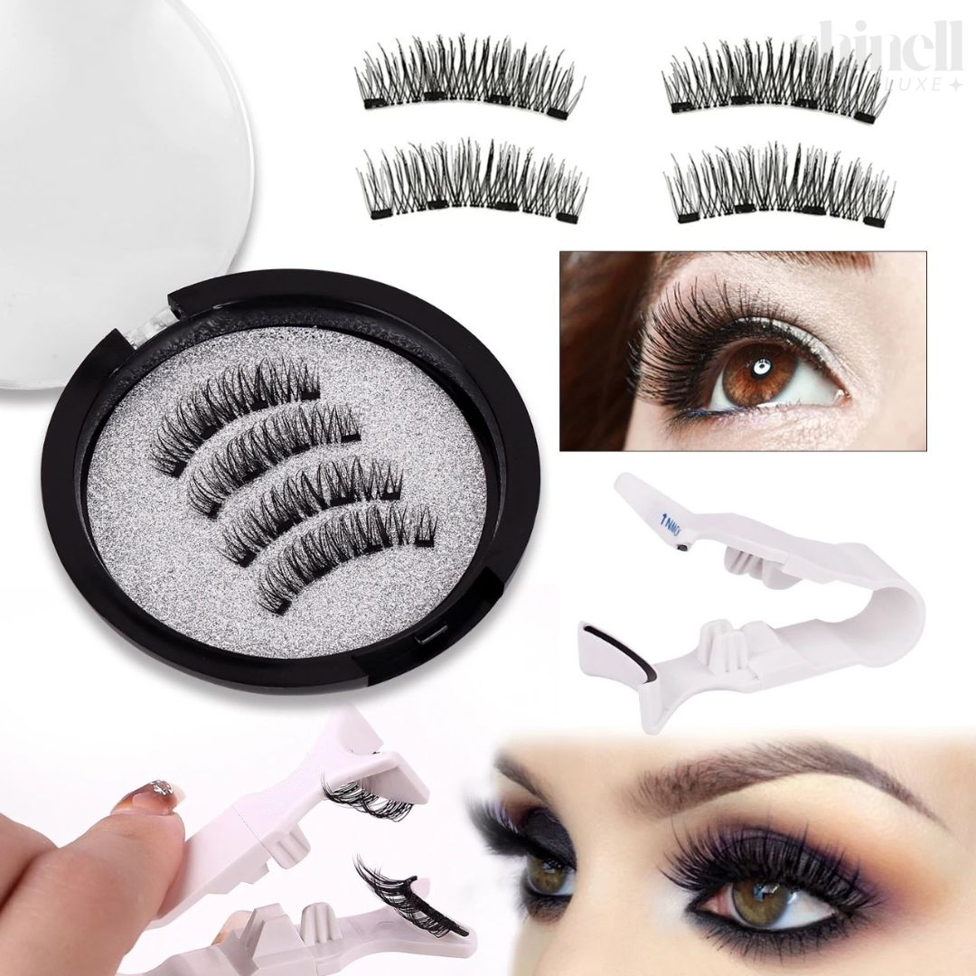 Magnetic Eyelashes, Reusable Dual Magnetic Eyelashes Soft 3D Fake Lashes Extension with Tweezers, Natural Look Eyelashes Set