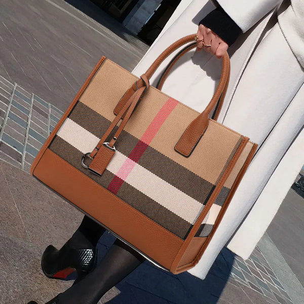 Élégant Plaid Canvas Tote