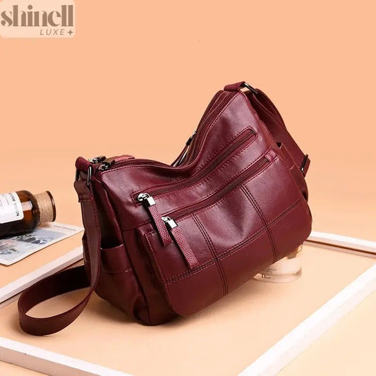 Refined Multi - Pocket Leather Handbag - SHINELL - LUXE.COM